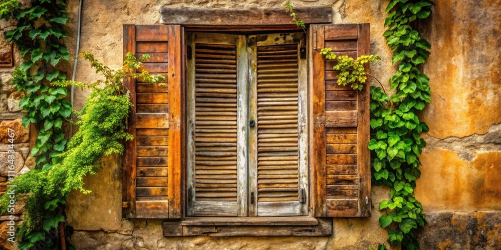 Weathered Window Shutters in Rural France - Macro Photography of Rustic Beauty Weathered Window Shutters in Rural France - Macro Photography of Rustic Beauty
