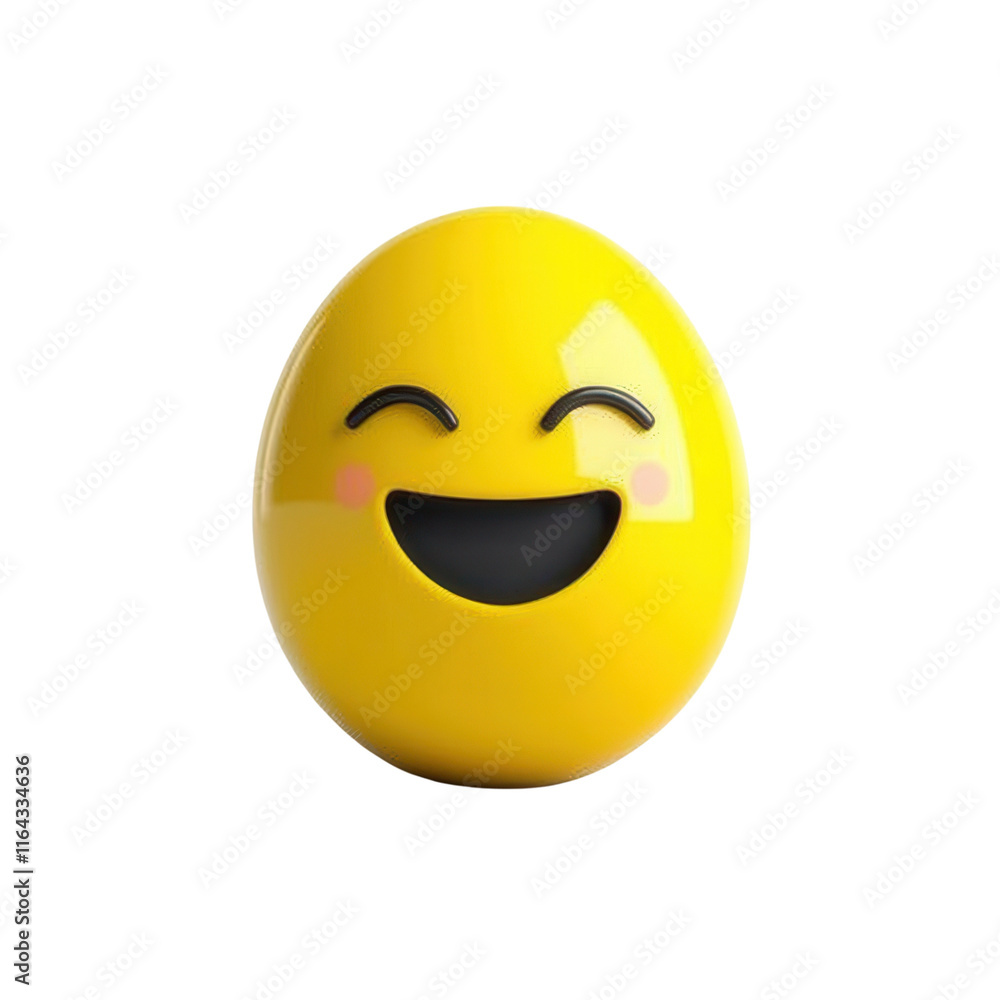 A cheerful yellow egg-shaped figure with a smiling face and rosy cheeks. A cheerful yellow egg-shaped figure with a smiling face and rosy cheeks.