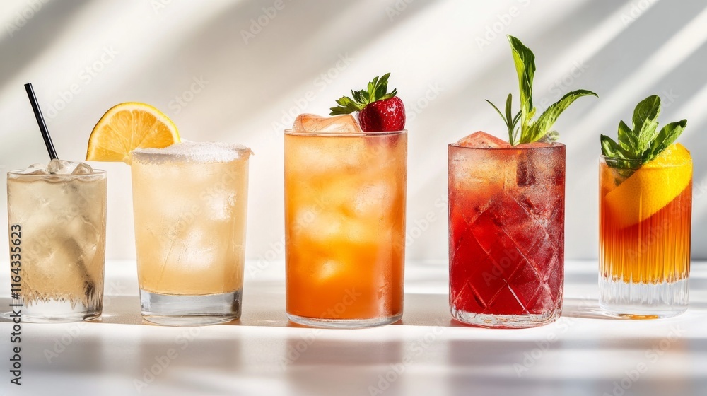 Fototapeta premium Refreshing Drinks on a Clean White Background