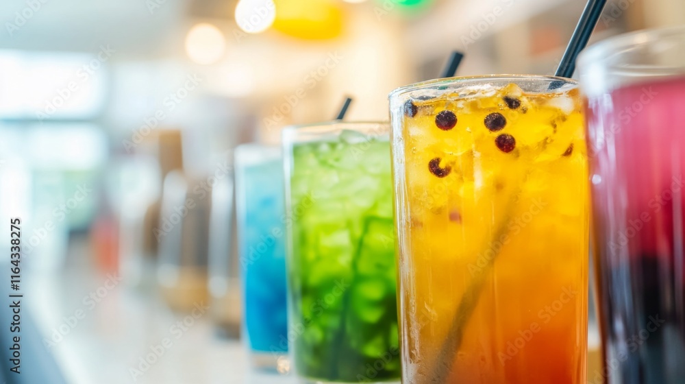 Vibrant Drinks in Stylish Glasses on White Background Vibrant Drinks in Stylish Glasses on White Background