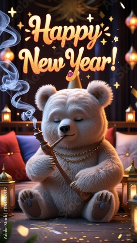 new year teddy bear wishing