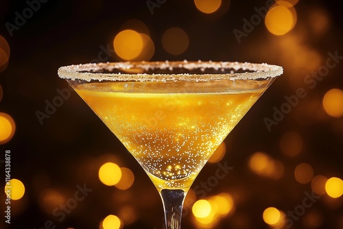 Classic Sidecar Cocktail in Elegant Glass with Sugar Rim photo