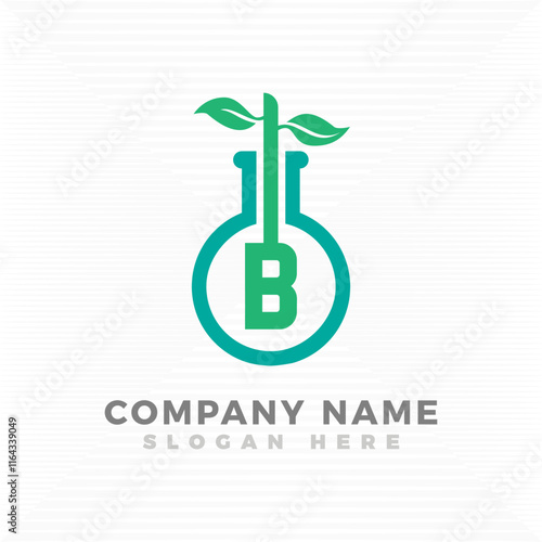 Test tube blended with initial letter B logo template