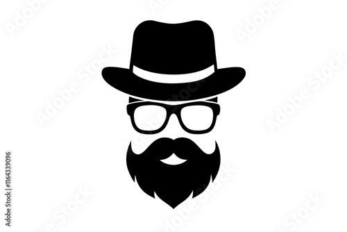 Hipster Icons vector silhouette illustration on white background