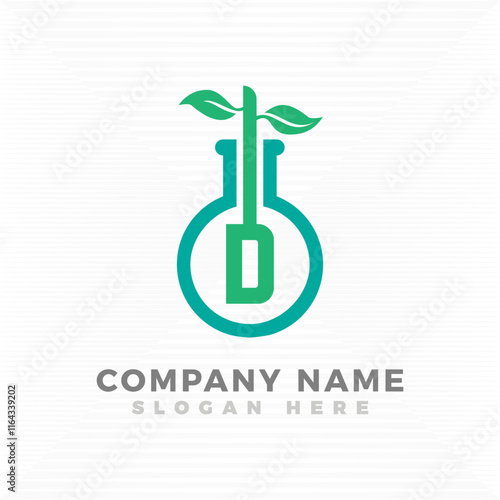 Test tube blended with initial letter D logo template