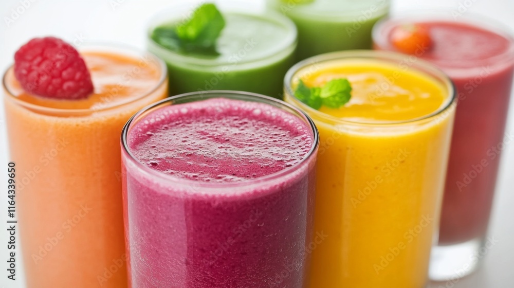 Vibrant Smoothies in Dynamic Close-Up Composition Vibrant Smoothies in Dynamic Close-Up Composition