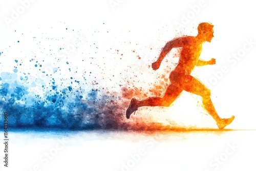 A person in motion, captured in a watercolor style