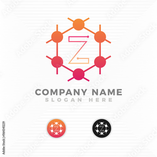 Chemical reaction blended with initial letter Z logo 