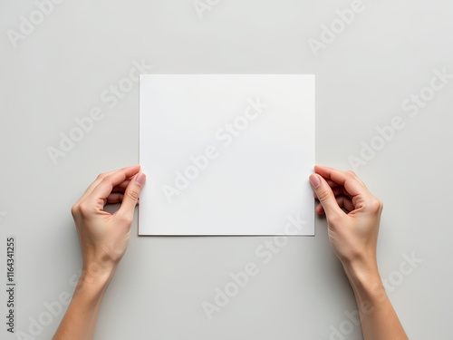 Wallpaper Mural Blank Paper Mockup: Hands holding a blank white sheet of paper, ready for your design. A minimalist and versatile mockup for showcasing your artwork, typography, or branding. Torontodigital.ca
