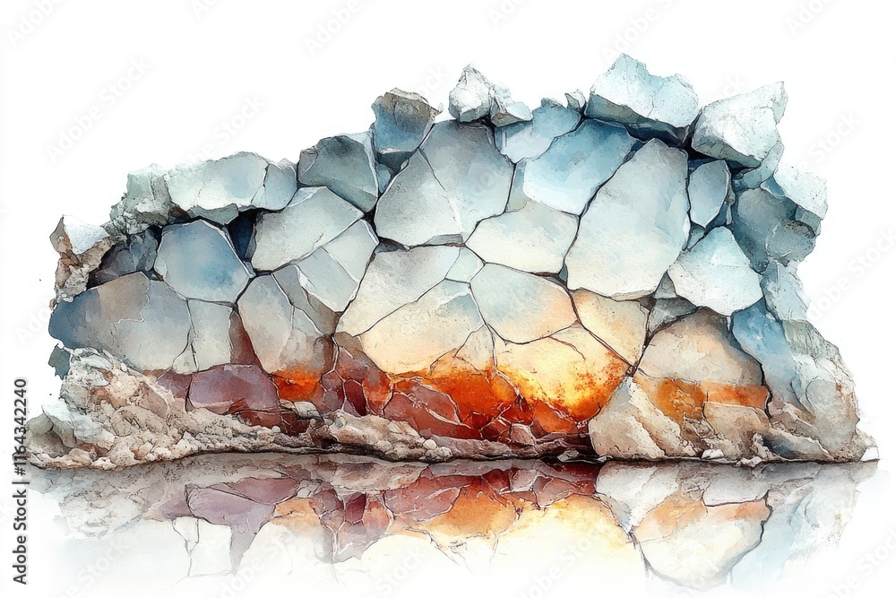 Obraz premium A rock formation with a vibrant sunset in the background, great for landscape or nature-themed projects