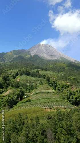 Wallpaper Mural Aerial view of picturesque farmland on the slopes of the active Merapi volcano, Indonesia Torontodigital.ca
