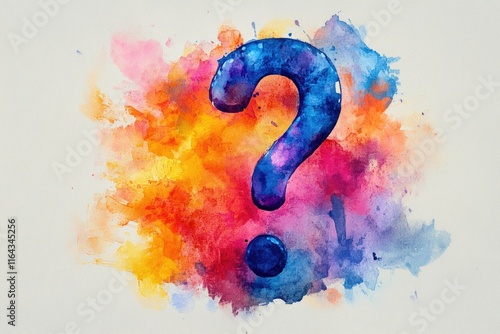 A delicate watercolor illustration of a question mark