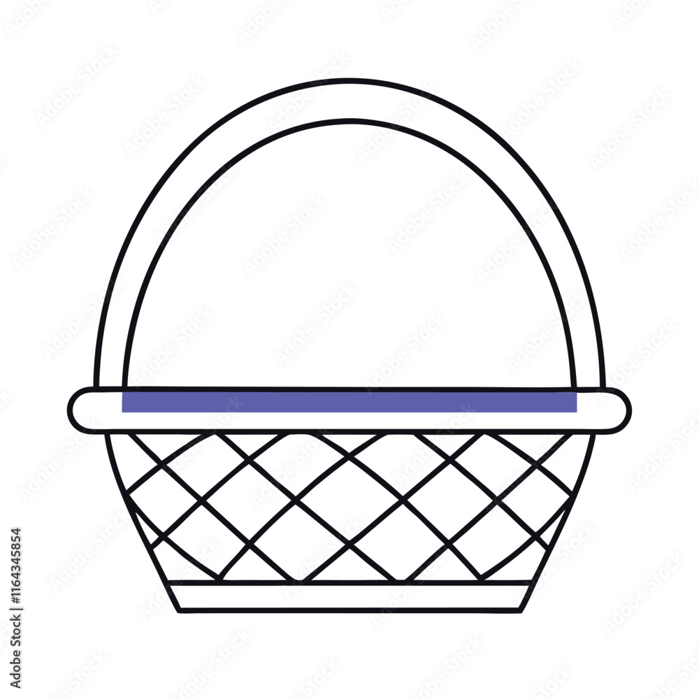a vector silhouette of a round basket with a large, curved handle extending over the top a vector silhouette of a round basket with a large, curved handle extending over the top