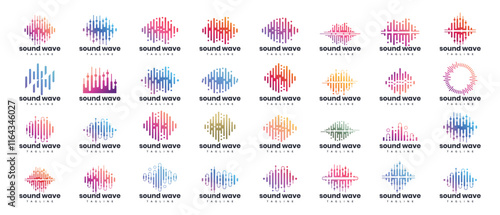 collection of sound wave logo design templates. Music audio wave logo design vector icon