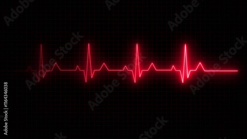 Neon heartbeat icon animation. heartbeat line neon light heart rate display screen medical research