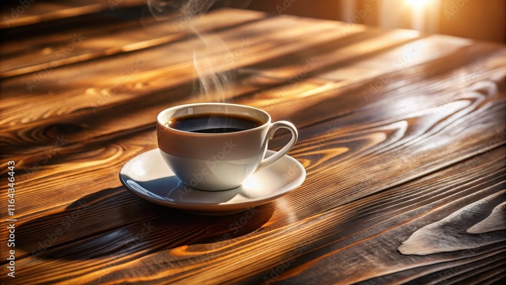 custom made wallpaper toronto digitalAromatic coffee in a white cup sits on a rustic wooden surface, illuminated by warm sunlight