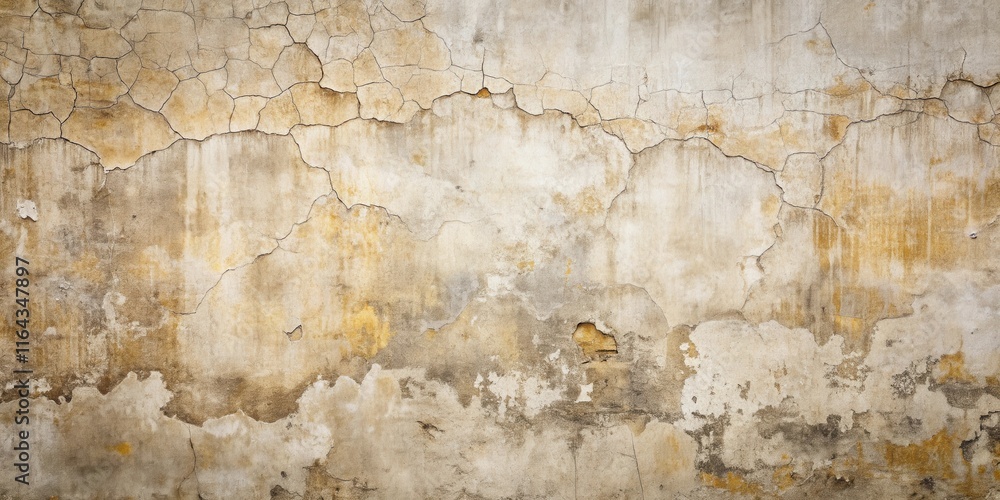 Obraz premium Aged Weathered Wall Texture with Extensive Cracking and Flaking Paint