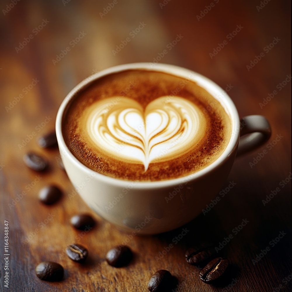 Aromatic Latte with Heart Design Coffee Art Aromatic Latte with Heart Design Coffee Art