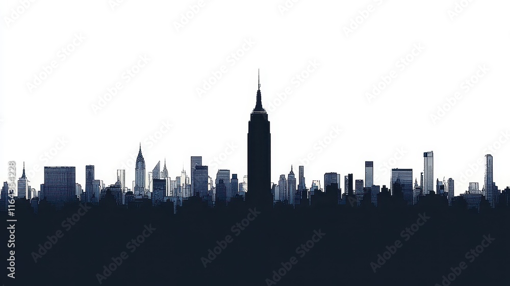 Iconic Skyscraper Silhouette on White Background Iconic Skyscraper Silhouette on White Background