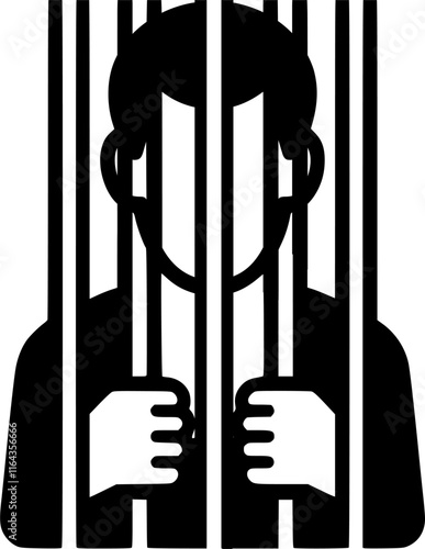 Prisoner behind bars line icon. linear style sign for mobile concept sign, symbol, vector, art
