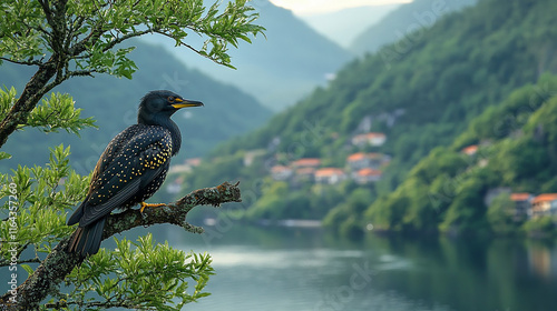 Beautiful bird sitting in a tree
