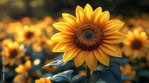 Lush sunflower field in full bloom on a warm sunny countryside day wallpaper image