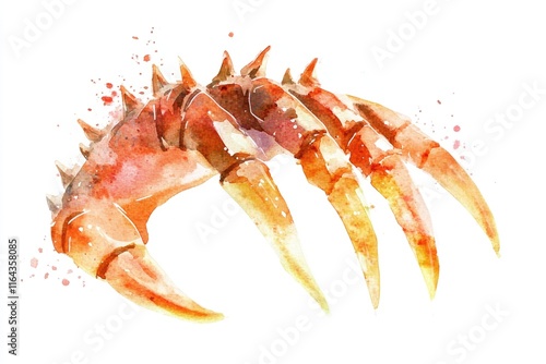 Delicate watercolor illustration of a crab's claws, perfect for decorative purposes or use in educational materials photo