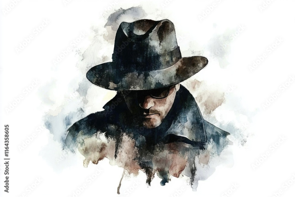 Obraz premium A person dressed in a hat and trench coat, potentially trying to remain anonymous