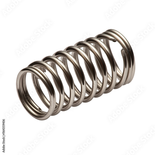 Metal spring rotating on white background showing tension and compression photo