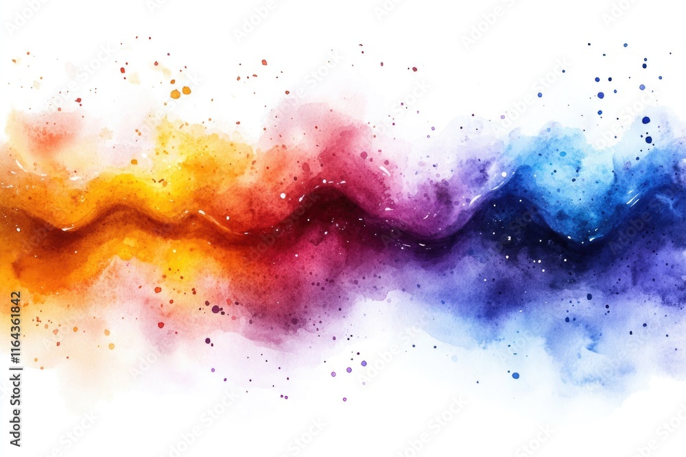 Fototapeta premium A colorful wave depicted in watercolor style