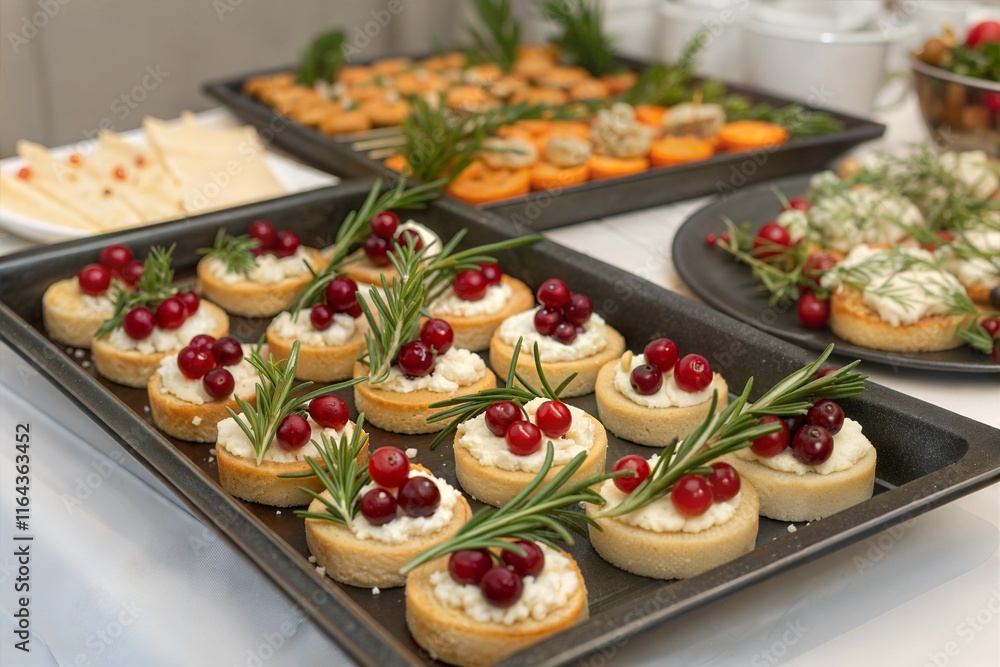 Canapés with Cream Cheese, Cranberries, and Rosemary Canapés with Cream Cheese, Cranberries, and Rosemary