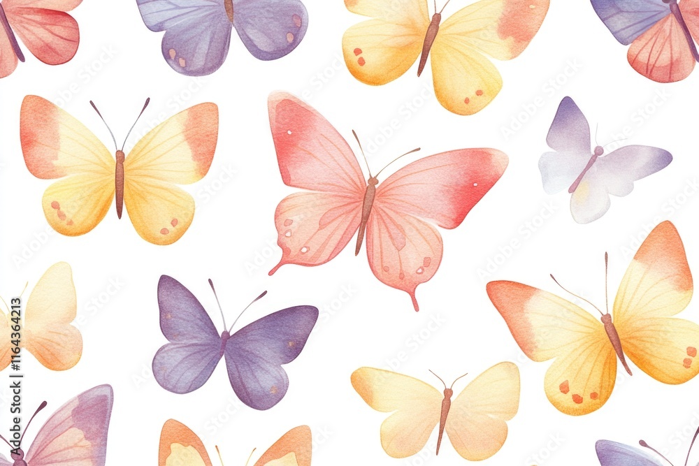Obraz premium A group of brightly colored butterflies gathered on a clean white surface, perfect for illustration or design projects