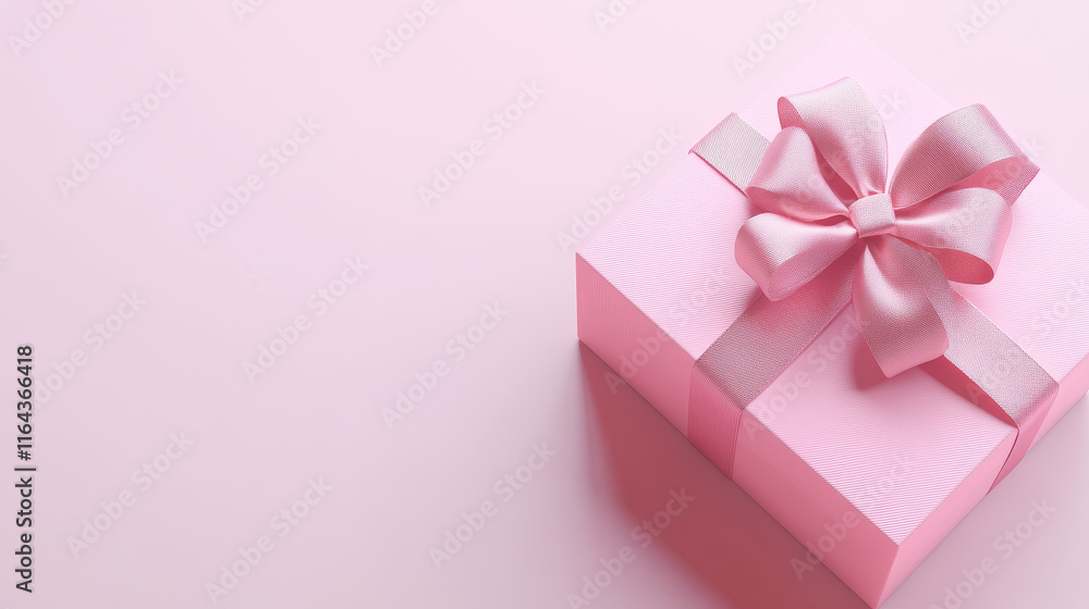3D render gift box with pink ribbon. Isolated closed package with pastel glossy bow on white background. Holiday surprise, present for birthday, christmas or wedding, Realistic. 3D Illustration 3D render gift box with pink ribbon. Isolated closed package with pastel glossy bow on white background. Holiday surprise, present for birthday, christmas or wedding, Realistic. 3D Illustration