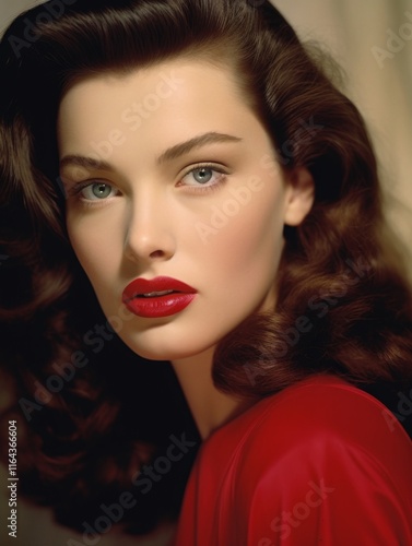 Wallpaper Mural Elegant Woman in Red Dress, Classic Hollywood Glamour Torontodigital.ca