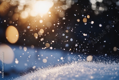 A close-up shot of snowy ground with compacted snow and maybe some tracks or marks photo