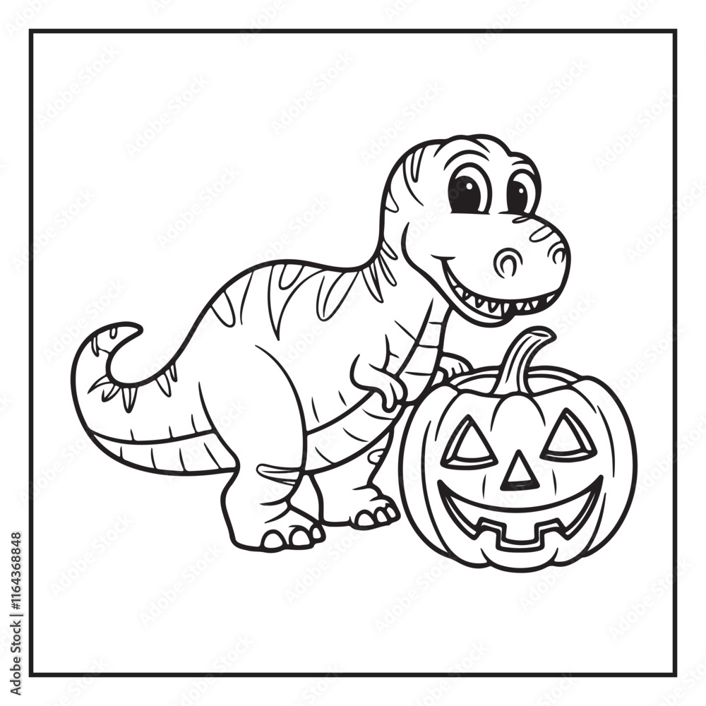 Obraz premium Cute Dinosaur Coloring Pages for Kids. Dinosaur designs For Kids. Illustrations with Thick Lines