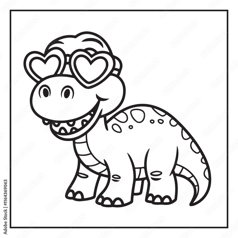Obraz premium Cute Dinosaur Coloring Pages for Kids. Dinosaur designs For Kids. Illustrations with Thick Lines