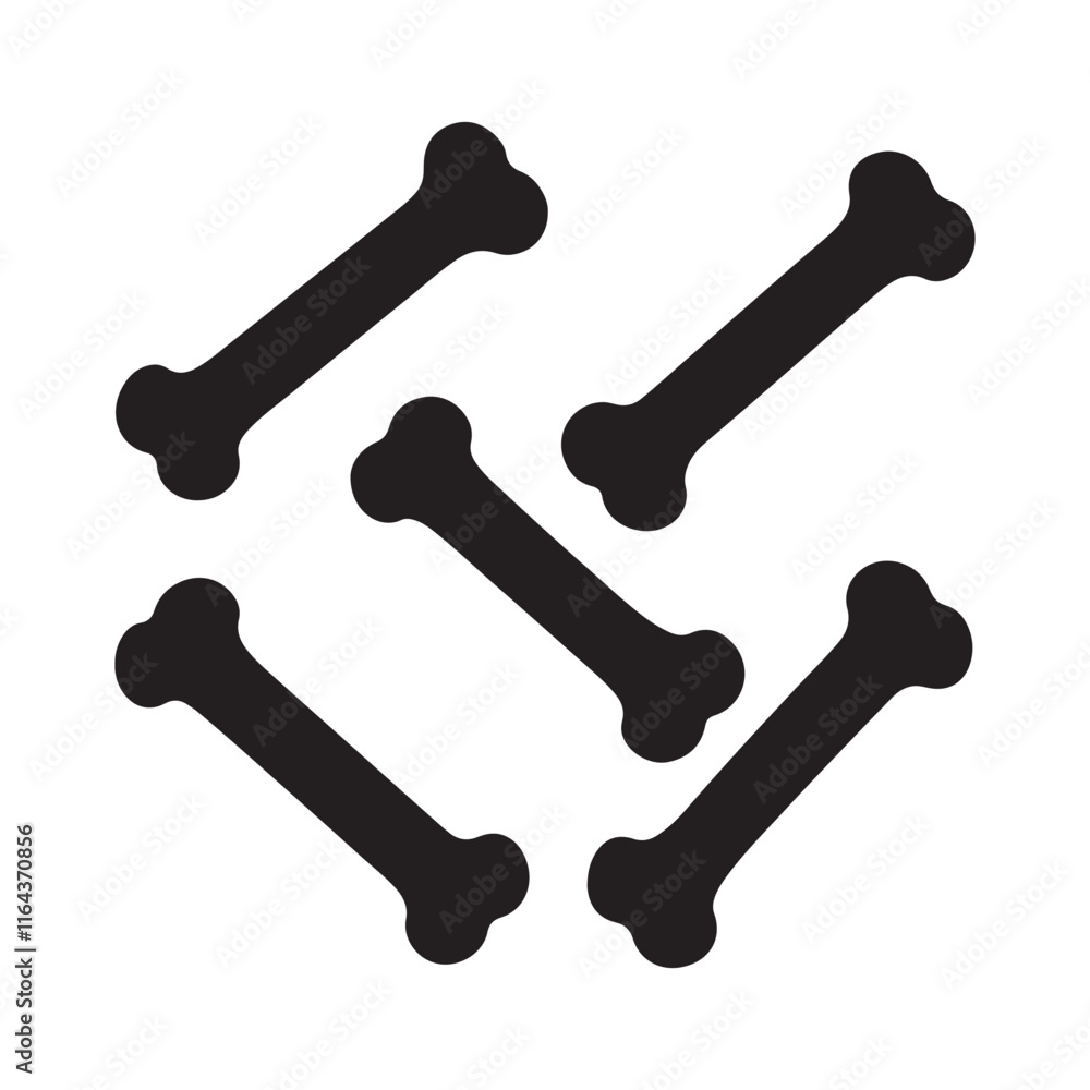 set of dog bone silhouette, black and white silhouette, vector and illustration set of dog bone silhouette, black and white silhouette, vector and illustration