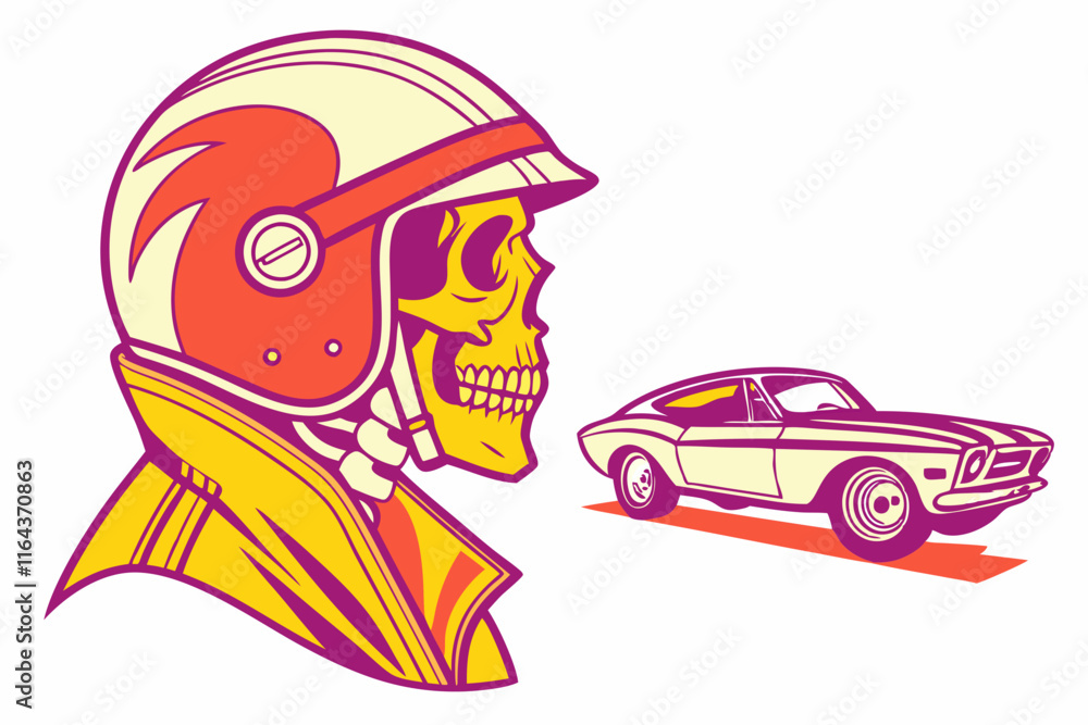 Obraz premium skull with a car