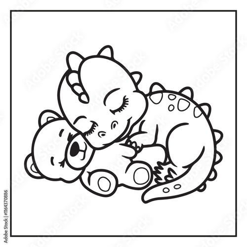 Cute Dinosaur Coloring Pages for Kids.
Dinosaur designs For Kids. Illustrations with Thick Lines