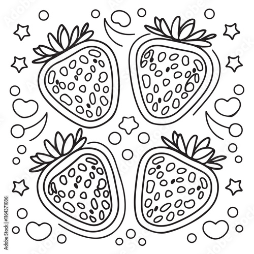 Chidren coloring page fruits Strawberry