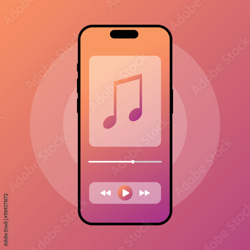 Mobile Music Player Application Interface vector