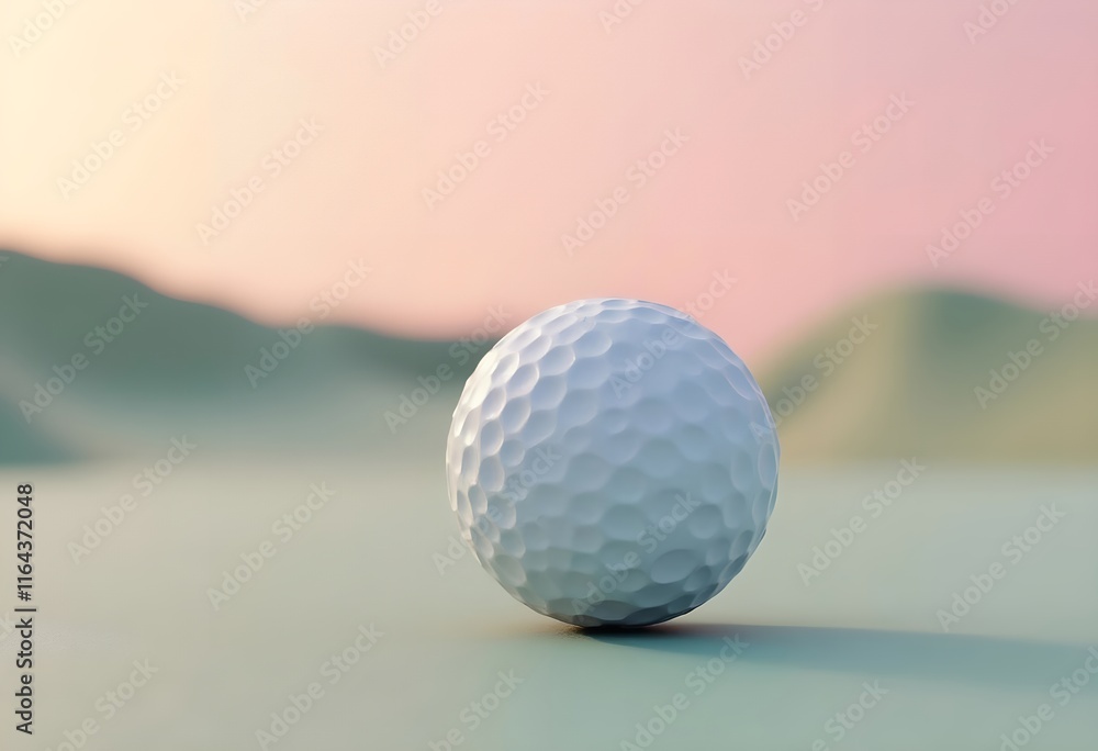 Golf Ball on a Pastel Green Putting Green: A Minimalist Image Golf Ball on a Pastel Green Putting Green: A Minimalist Image