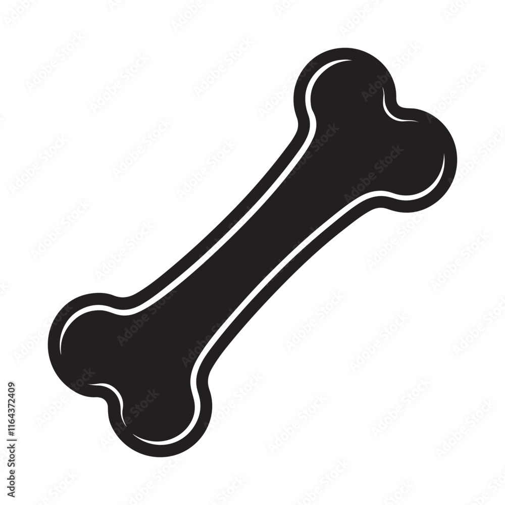 dog bone silhouette, black and white silhouette, vector and illustration dog bone silhouette, black and white silhouette, vector and illustration