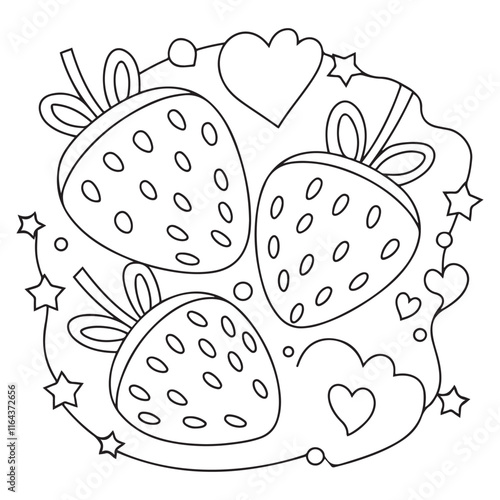 Chidren coloring page fruits Strawberry