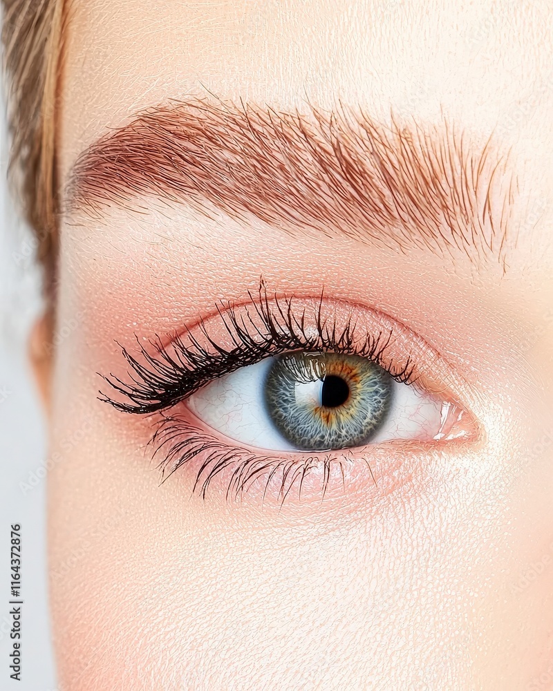Obraz premium Close-up of a beautiful eye showcasing unique color and detail, perfect for beauty and cosmetic themes.