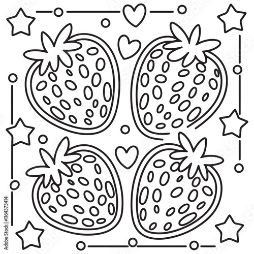 Chidren coloring page fruits Strawberry
