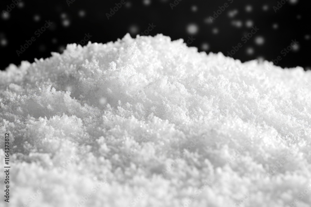 A pile of fresh snow sits atop a table A pile of fresh snow sits atop a table