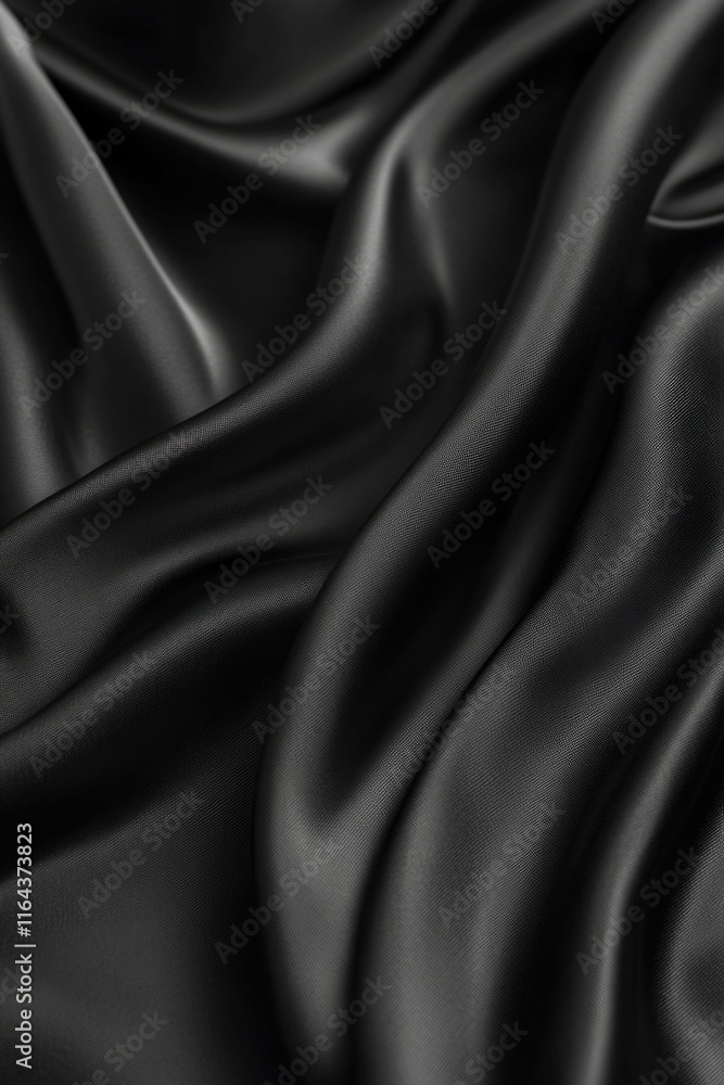 Fototapeta premium Black silk fabric close-up
