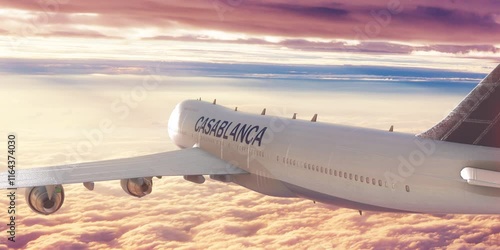 Flight Plane Travel over Clouds Casablanca